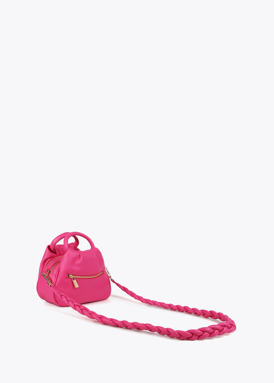 Bolso Lola Casademunt asas trenzadas efecto piel granulada fucsia