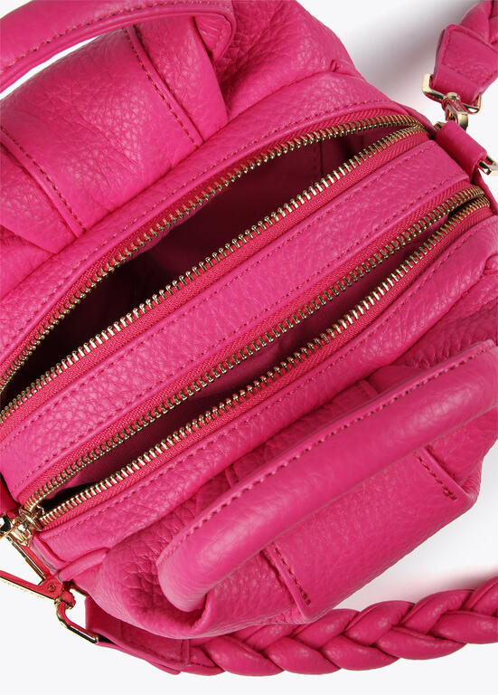 Bolso Lola Casademunt asas trenzadas efecto piel granulada fucsia