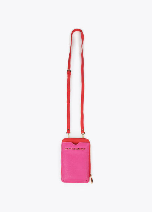 Bolsito para el móvil Lola Casademunt bicolor efecto piel rosa-rojo