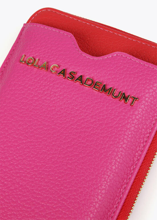 Bolsito para el móvil Lola Casademunt bicolor efecto piel rosa-rojo
