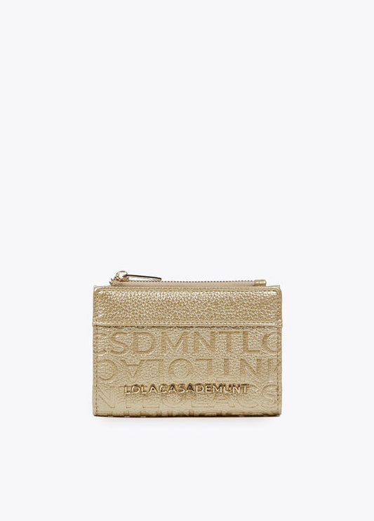 Cartera Lola Casademunt Monedero efecto piel monograma dorado