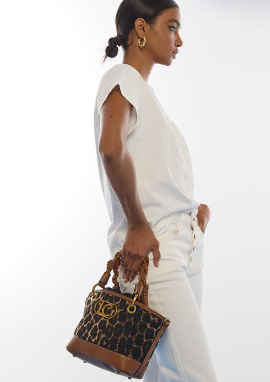 Bolso Lola Casademunt Mini capazo leopardo y efecto piel