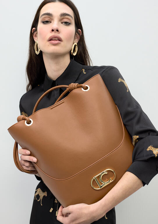 Bolso Lola Casademunt Shopper asa nudos pieza inferior Marrón