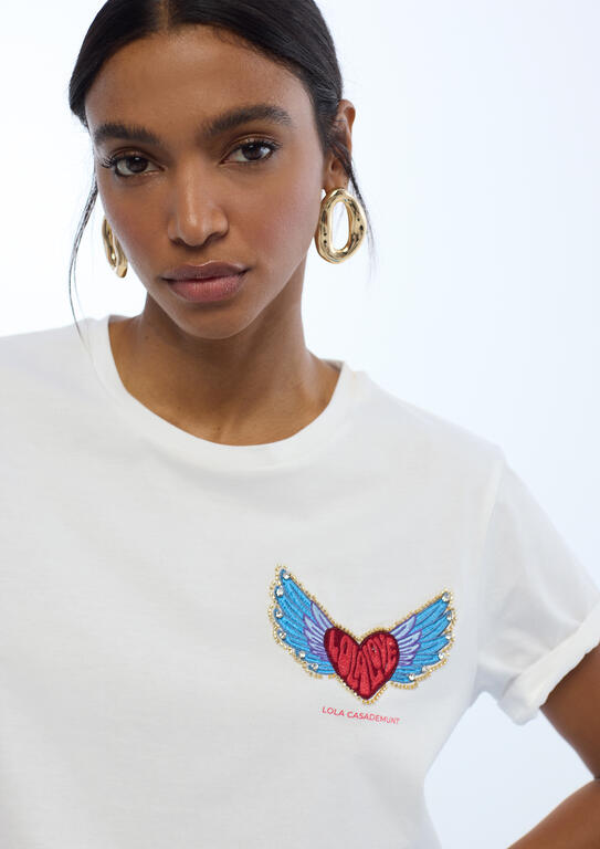 Camiseta Lola Casademunt parche corazón Blanco