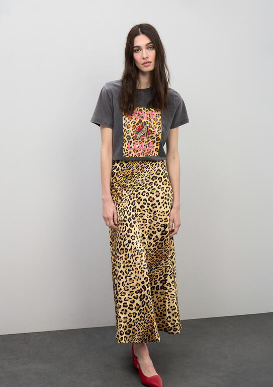 Camiseta Lola Casademunt LOVE LOLA leopardo GRIS OSCURO