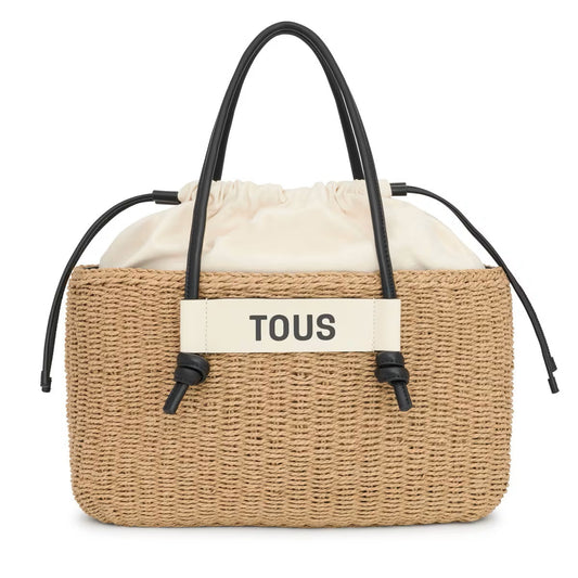 Bolso Tous capazo scoubidou XL natural negro