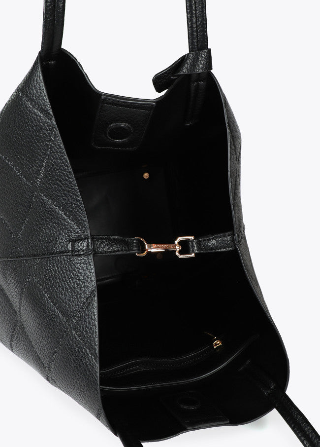 Bolso Lola Casademunt Shopper efecto piel monograma rombos logo ovalado colgante