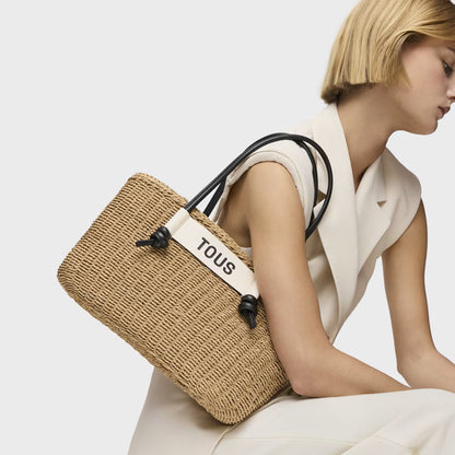 Bolso Tous capazo scoubidou XL natural negro