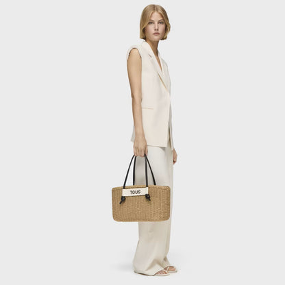 Bolso Tous capazo scoubidou XL natural negro