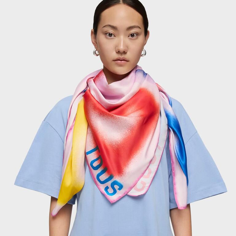 Pañuelo Tous Cuadrado Naranja Motifs