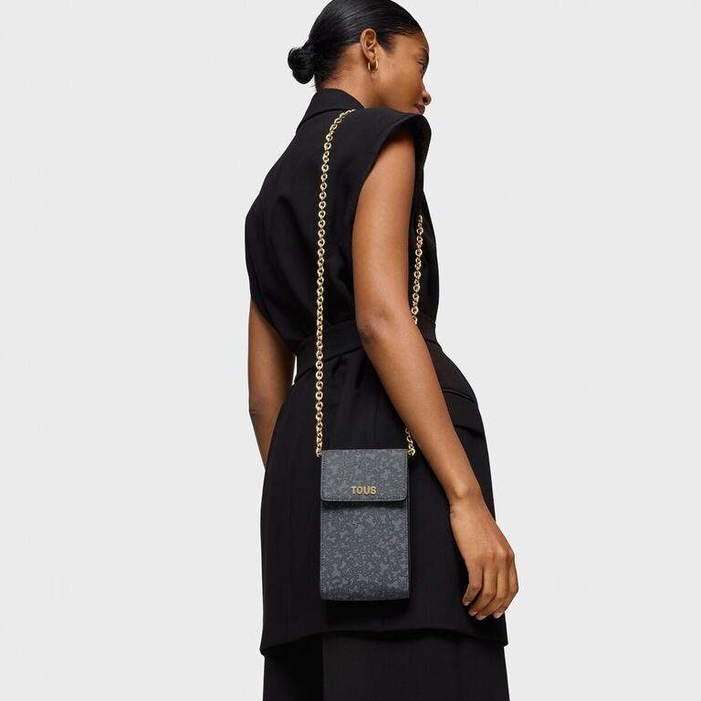Bolso Tous funda de móvil colgante gris oscuro Kaos Lines