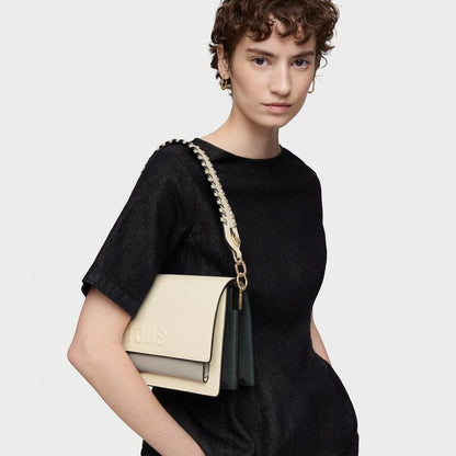 Bolso Tous Bandolera M Audree Saffiano beige-gris