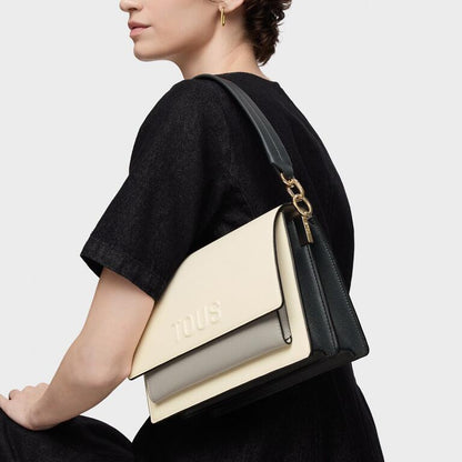 Bolso Tous Bandolera M Audree Saffiano beige-gris