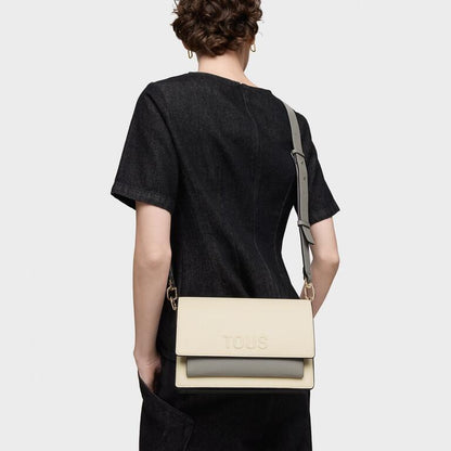 Bolso Tous Bandolera M Audree Saffiano beige-gris
