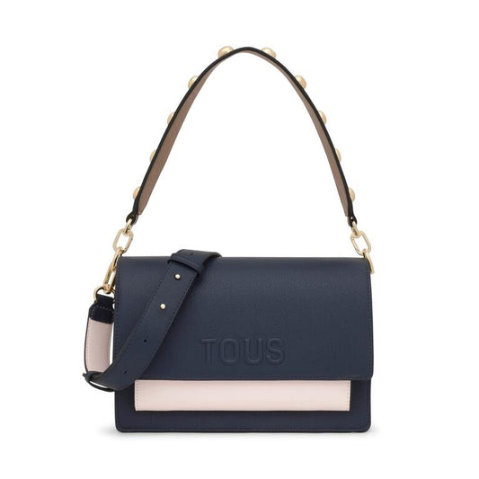 Bolso Tous Bandolera M Audree Saffiano azul marino-rosa claro