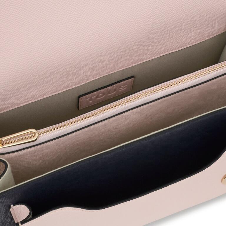 Bolso Tous Bandolera M Audree Saffiano azul marino-rosa claro