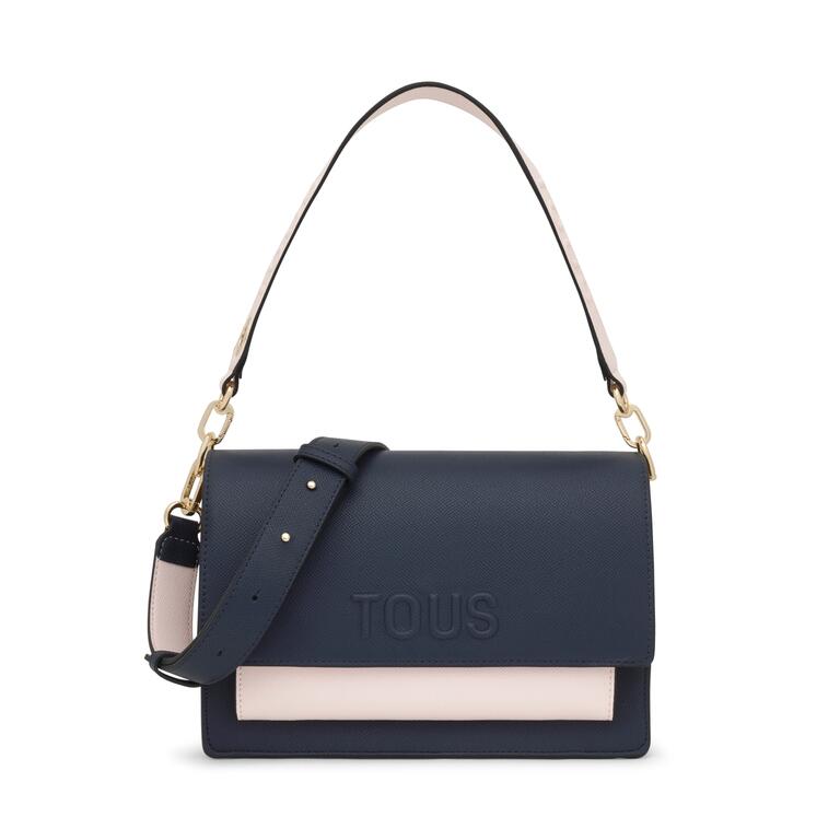 Bolso Tous Bandolera M Audree Saffiano azul marino-rosa claro