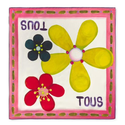 Pañuelo Tous cuadrado pequeño rosa
