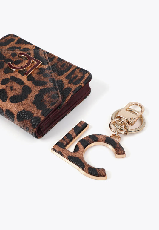 Monedero Lola Casademunt y llavero forrado LC MARRON-NEGRO