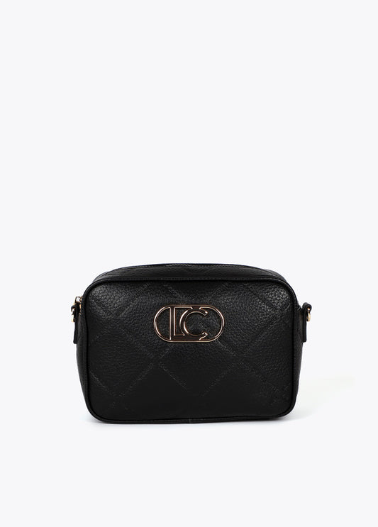 Bandolera Lola Casademunt efecto piel  monograma rombos logo ovalado