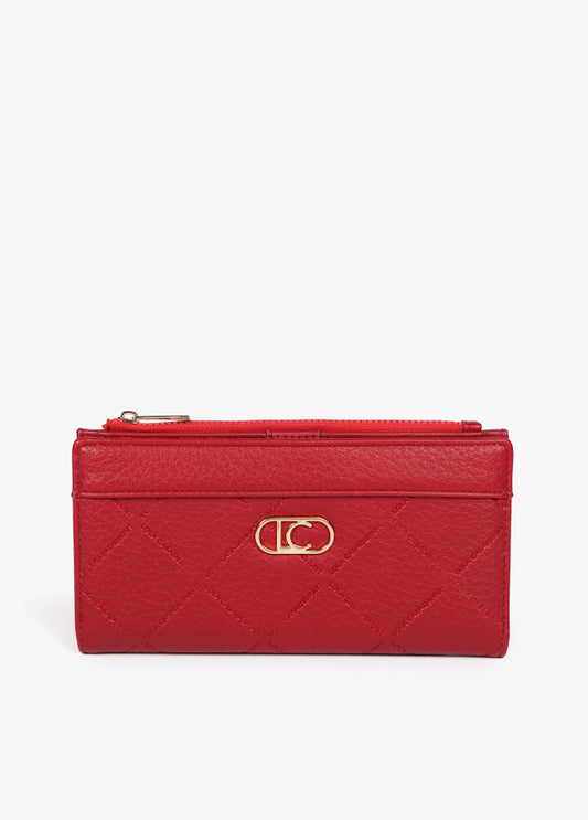 Billetera Lola Casademunt efecto de piel monograma rombos