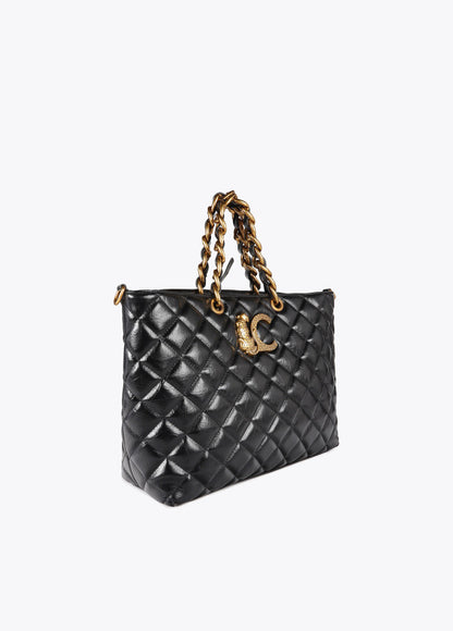 Bolso Lola Casademunt Shopper Acolchado efecto piel asa cadena y LC leopardo