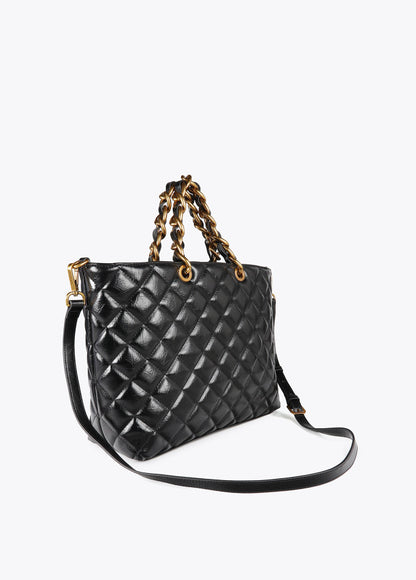 Bolso Lola Casademunt Shopper Acolchado efecto piel asa cadena y LC leopardo