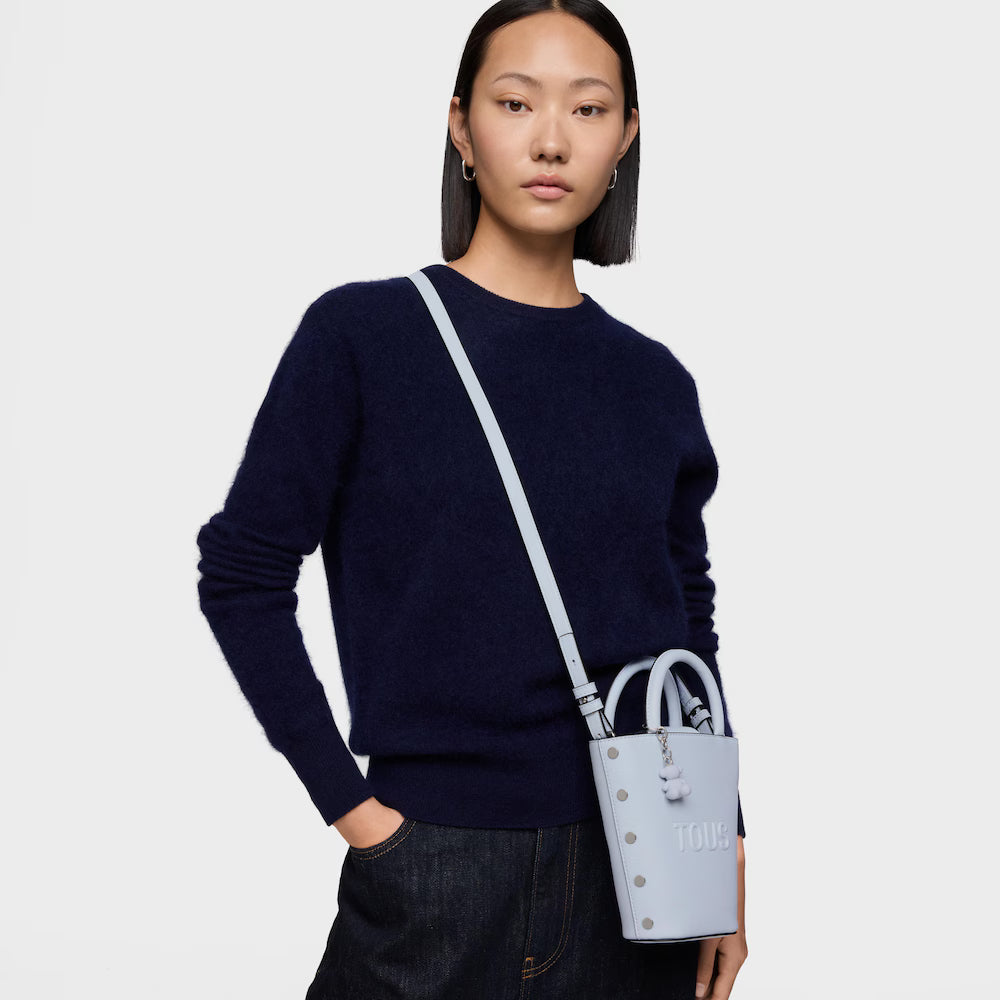 Bolso Tous mini cesta Back to basics Azul grisaceo