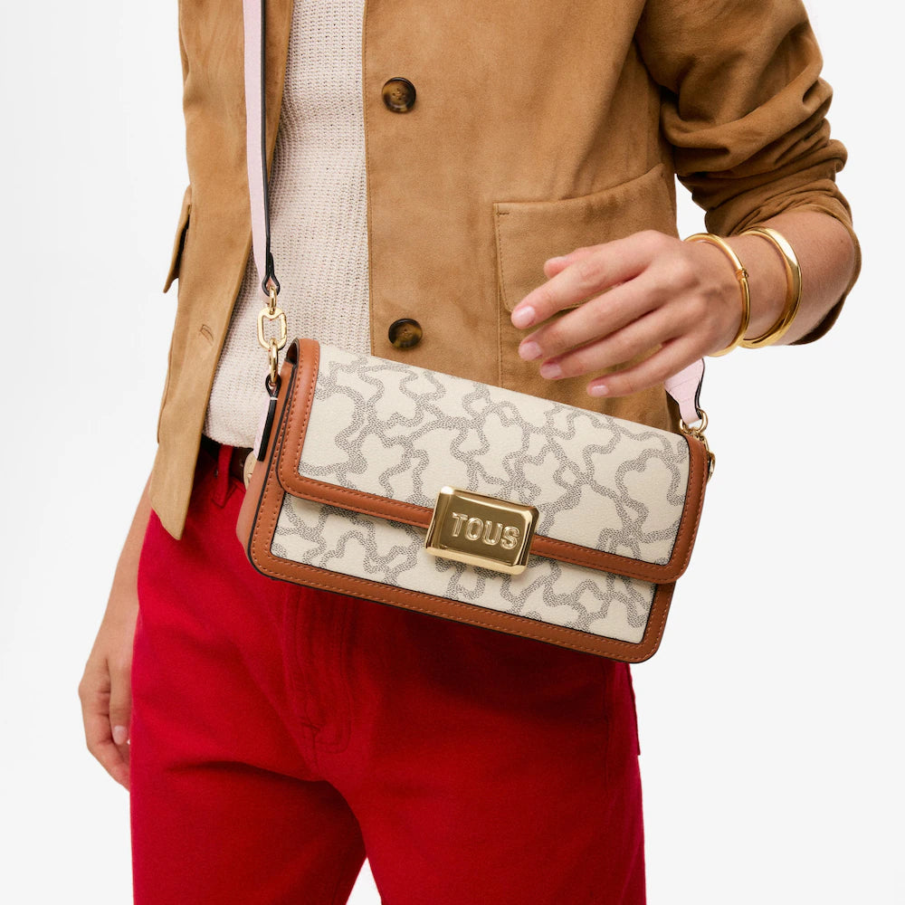 Bolso Bandolera Pequeño de la Colección Kaos Icon en Tono Beige - TOUS