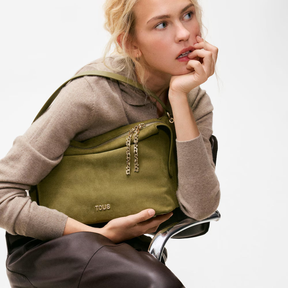 Bolso bandolera city mediano TOUS Half Bear verde oliva