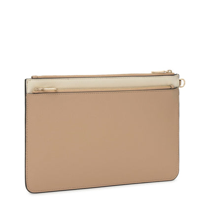 Bolso Tous Clutch Audree Saffiano beige y arena