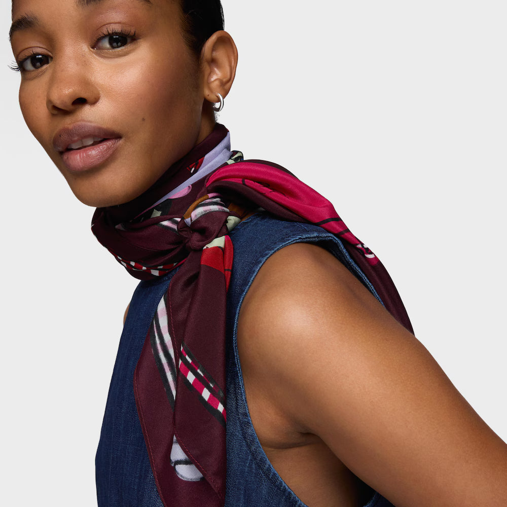 Fular Tous cuadrado burdeos Audree 100% seda