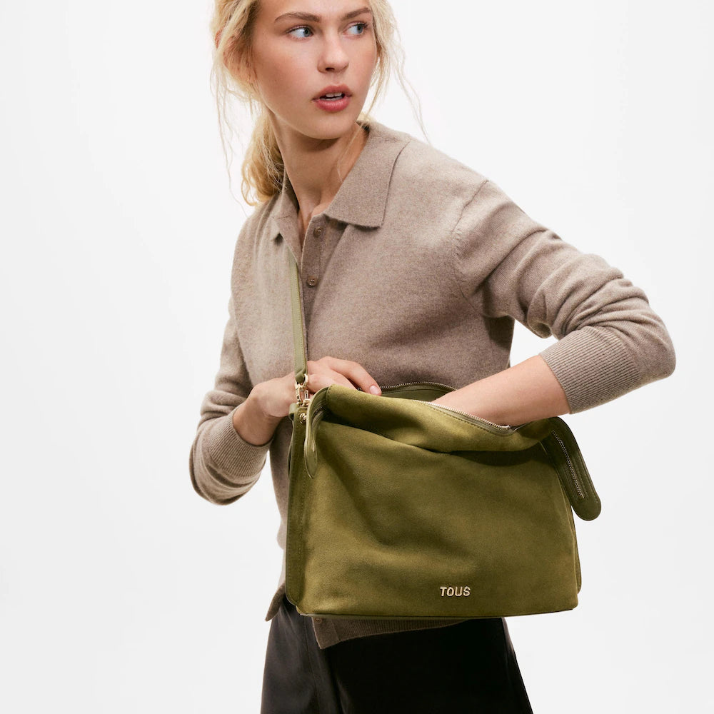 Bolso bandolera city mediano TOUS Half Bear verde oliva