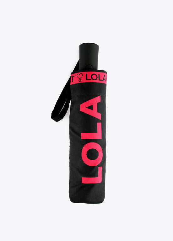 Paraguas Lola Casademunt pequeño automático logo FUCSIA