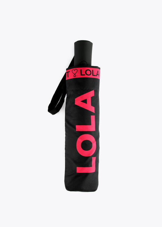 Paraguas Lola Casademunt pequeño automático logo FUCSIA