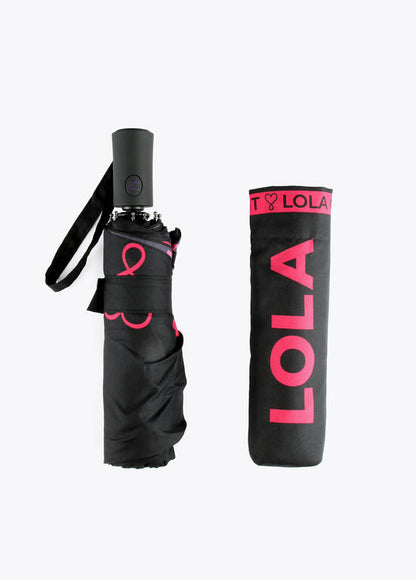 Paraguas Lola Casademunt pequeño automático logo FUCSIA