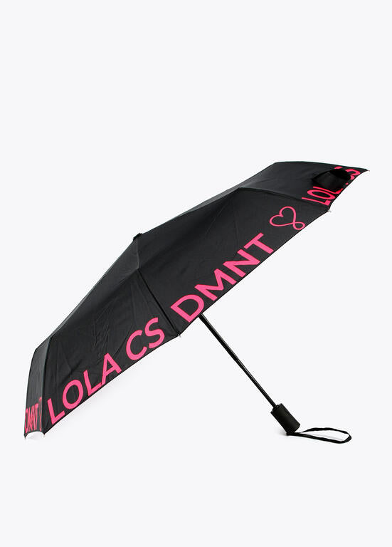 Paraguas Lola Casademunt pequeño automático logo FUCSIA