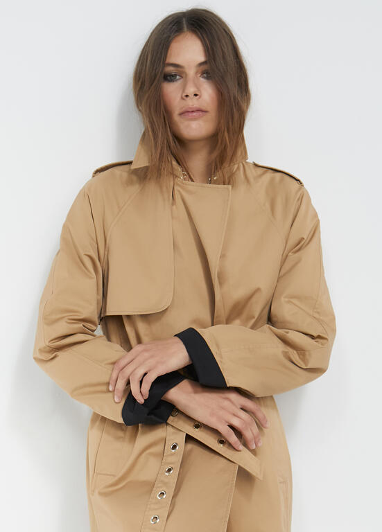 Gabardina bicolor acolchada camel talla S