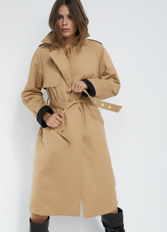 Gabardina bicolor acolchada camel talla S