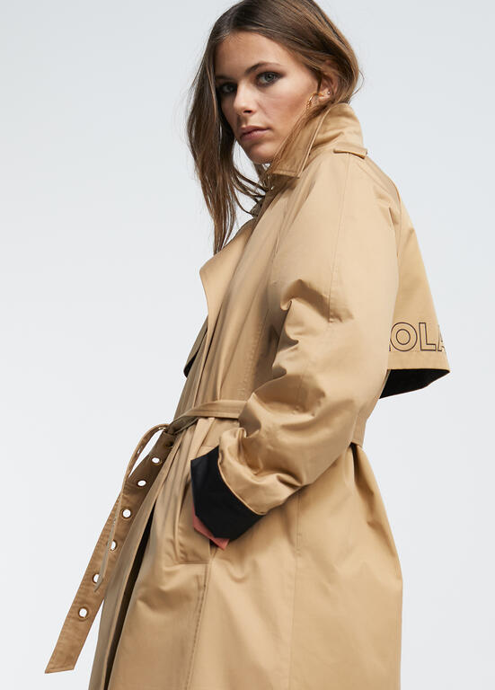 Gabardina bicolor acolchada camel talla S