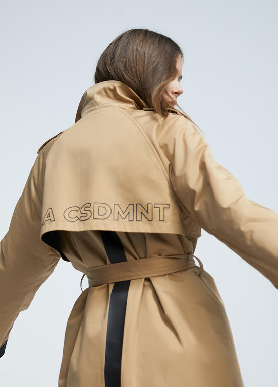 Gabardina bicolor acolchada camel talla S
