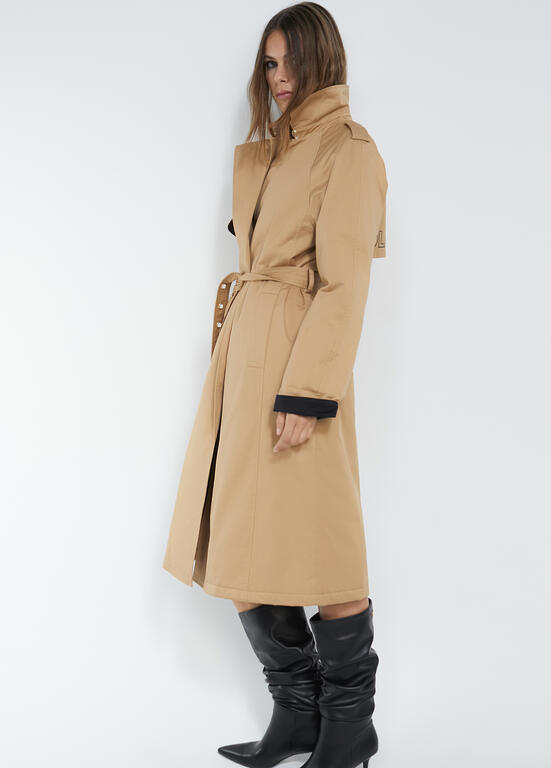 Gabardina bicolor acolchada camel talla S