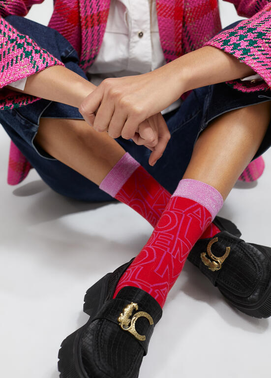 Calcetines Lola Casademunt Pack Caja 2 Calcetines Fucsia y Rojo