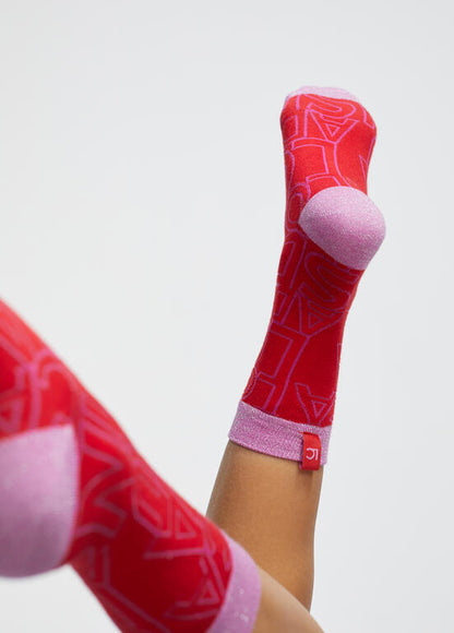 Calcetines Lola Casademunt Pack Caja 2 Calcetines Fucsia y Rojo