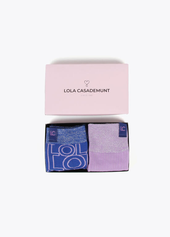 Calcetines Lola Casademunt Pack Caja 2 Calcetines Azul y Malva