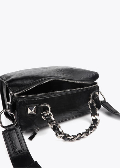 Bolso Lola Casademunt  efecto piel arrugada con detalles metálicos y tachas XL