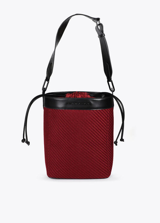 Bolso Lola Casademunt hobo combinado tejido y efecto piel Burdeos