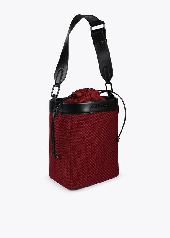 Bolso Lola Casademunt hobo combinado tejido y efecto piel Burdeos