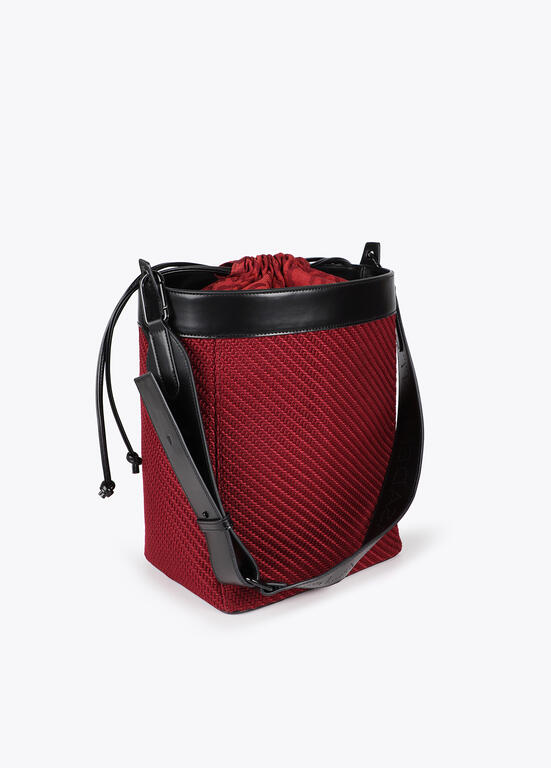 Bolso Lola Casademunt hobo combinado tejido y efecto piel Burdeos