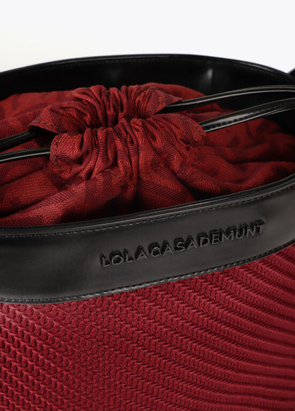 Bolso Lola Casademunt hobo combinado tejido y efecto piel Burdeos